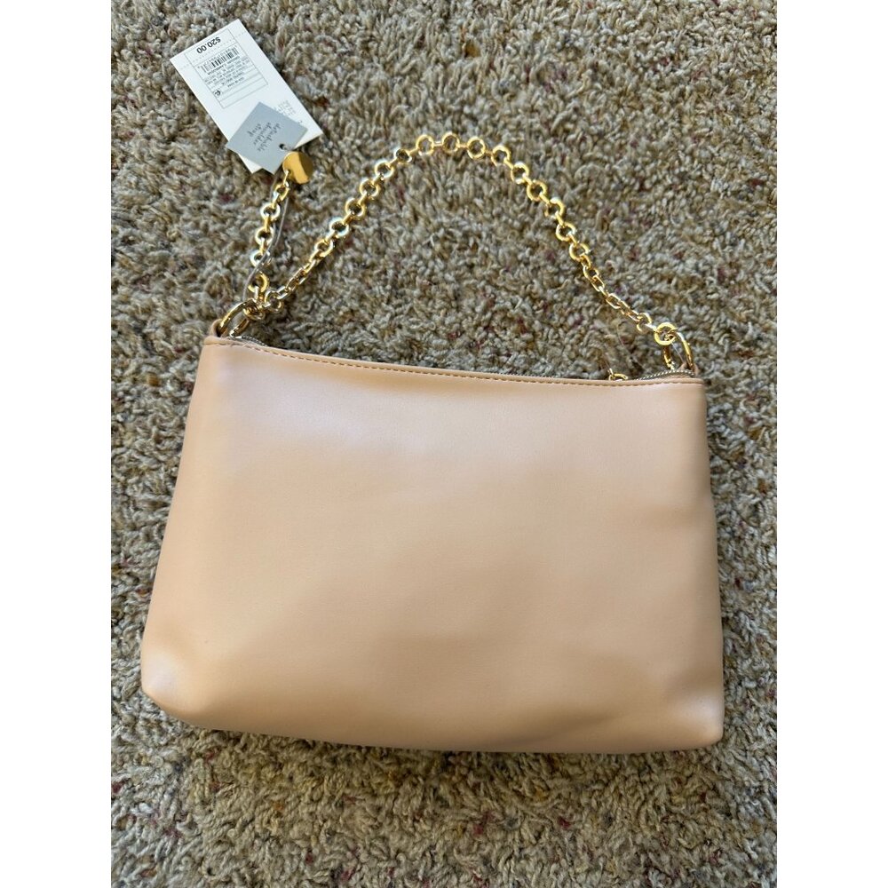 A New Day Womens Woven Shoulder Bag Beige Detachable Gold Chain Handle NEW - Picture 4 of 7
